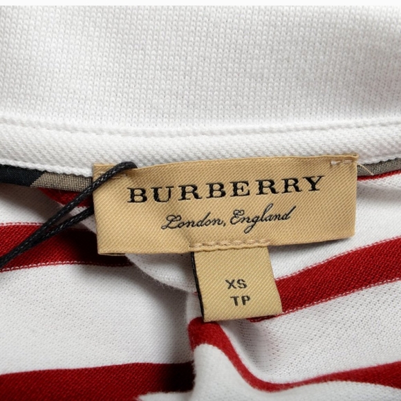 BURBERRY WOMEN'S STRIPED SHORT SLEEVE POLO BLOUSE TOP US XS IT 38 - Picture 5 of 6